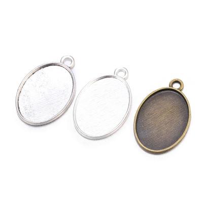 China DIY Jewelry Accessory 18X25mm Inner Size Necklace Pendant Setting Matching Cabochon Glass Jewelry DIY Making Cabochon Base Accessories for sale