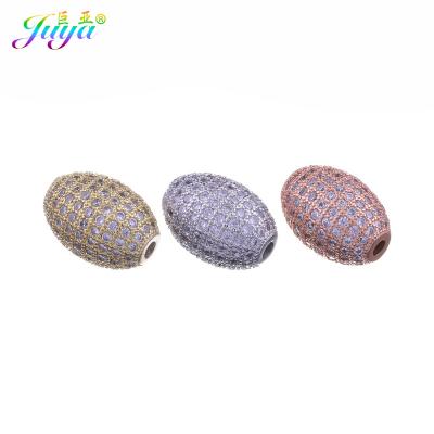 China Brass+zircon Handmade Decorative Zircon Charms Oval Beads For DIY Sewing Fashion Jewelry Making for sale