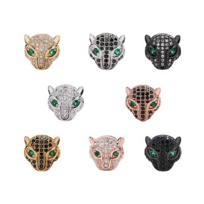 China Brass+zircon DIY Jewelry Making Charm Beads Black Zircon Panther Heads Crown Spacer Accessories Wooden Stone Bead Bracelets Findings for sale