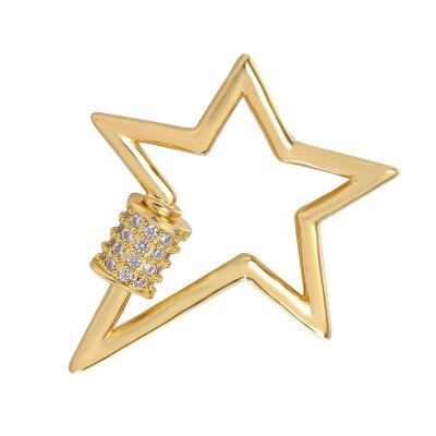 China YWLY Alloy Micro Pave CZ Clasp Necklace Lightning Star Shape Gold Plated Clasp Jewelry Findings for sale