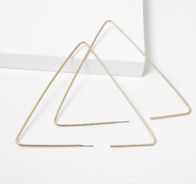 China Custom Silver Ear Stud Triangle Exaggerated Geometric Unique Personality Cooper Earrings for sale