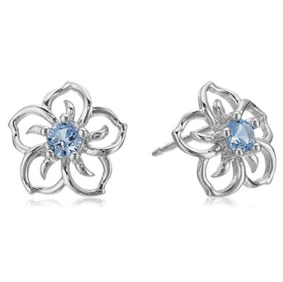 China Nickel Free Charms Sterling Silver Flower Custom Colors Zircon Women Stud Earrings for sale