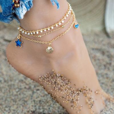 China Adjustable Length Beading Foot Anklets For Women Leg Chain Bracelet Bulk Gift for sale