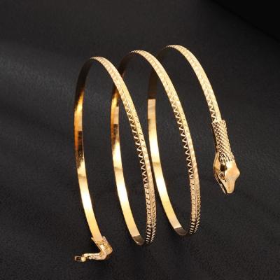 China Retail Stainless Steel Silver Plated 3D Snake Gold Thin Layer Adjustable Bracelet for sale