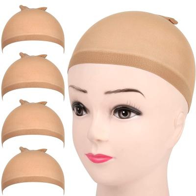 China Synthetic Fiber Hair Wig 4 Pcs Light Brown Stretchy Nylon Wig Case Wig Caps For Making Wigs for sale