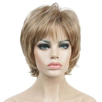 China Silky Straight Wave Short Layered Full Shappy Wavy Synthetic Frontal Wig Hair for sale