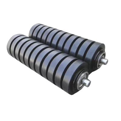 China Factory Conveyor Conveyor Belt Roller Black Steel Idler Coated Rubber Energy And Roller Flat Transition Return Impact Mining More Than 5 Mm for sale