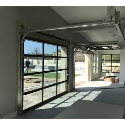 China Modern Industrial Overhead Thermal Insulation Garage Door With Motor Automatic Aluminum Glass Garage Transparent Electric Door for sale