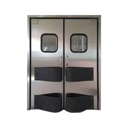 China Heat insulation 2023 hot sale double leaf kitchen stainless steel swing traffic double doors for food industry/impact door for sale