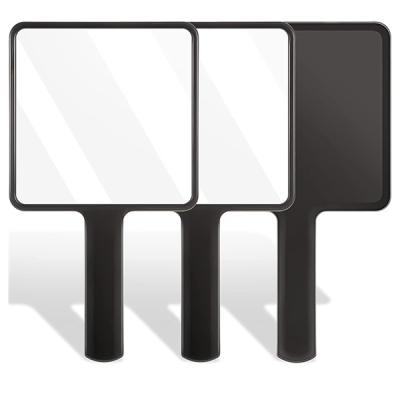 China 12x22cm Lighted Square Black Hand Held Makeup Mirror for sale