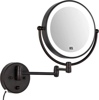 China 9 Inch Lighted Bronze Wall Mounted Light Operated By LED Plug Shaving Mirror for sale