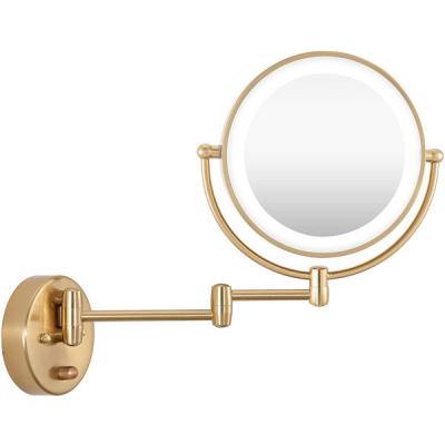 China Lighted Wire Gold 9 Inch LED Lighted Wall Mounted Makeup Mirror for sale