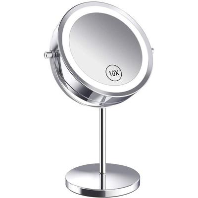 China Magnification 1x/10x Lighted 7 Inch 360 Degree Rotation Battery Operated LED Desktop Vanity Mirror for sale