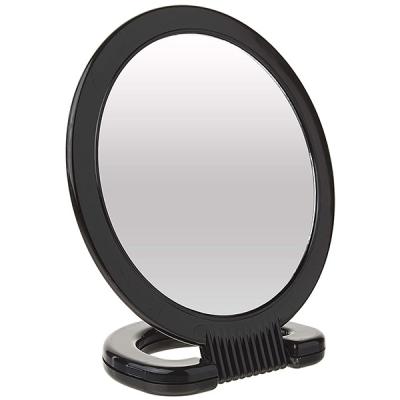 China Lighted Magnifying 2-Sided Vanity Mirror with Folding Circle Handle and Stand for sale