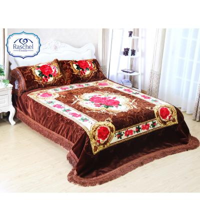 China 100% Polyester Super Soft Embossed Style Five Pcs Anti-pilling Bedspread Covering for sale