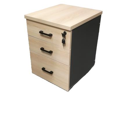 China (Other) Adjustable Wooden Office Support Staff Desk Fill Wheels Storage Cabinets 3 Drawers With Lock for sale