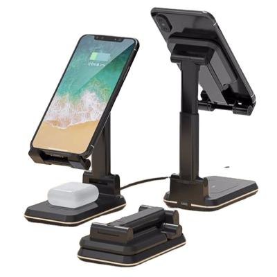 China Height Adjustable Adjustable Desktop Bracket Folding Mobile Phone Stand Wireless Charging Stand for sale