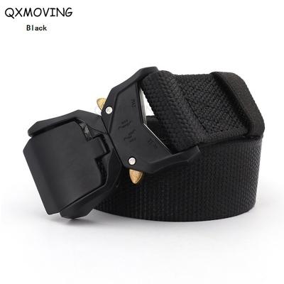 China QXMOVING Polyester Outdoor Nylon Emergency Metal Buckle Quick Release Adjustable Tactical Military War Support Belt For Men for sale