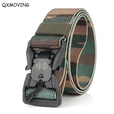 China QXMOVING Nylon Adjustable Tactical Military Camouflage Web Duty Web Duty Work Belt With Magnetic Quick Release Buckle for sale