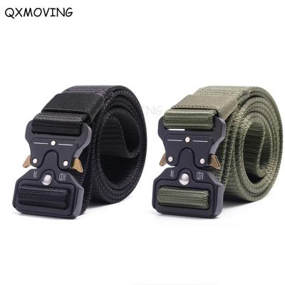 China QXMOVING Belt Webbing Quick Release Buckle Men Army Adjustable Outdoor Tactical Military Police Belt 125cm for sale