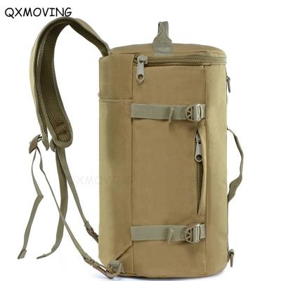 China QXMOVING Waterproof Stylish Travel Waterproof Military Tactical Men Hiking Climbing Barrel Fleece Backpack Wholesale Bag for sale