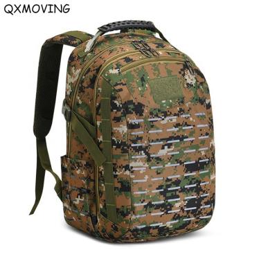 China QXMOVING 30L Camouflage Mountaineering USB Waterproof Outdoor Bag Waterproof Trekking Hunting Hiking Travel Military Molle Backpack for sale