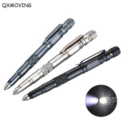 China QXMOVING Custom Glass Breaker Pen LOGO Outdoor Survival Tools Waterproof Tactical Self Defense With Light for sale