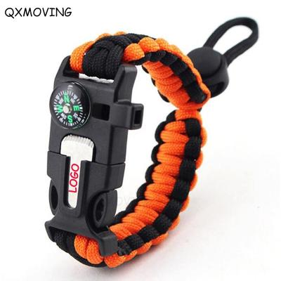 China With Compass QXMOVING Multifunctional Outdoor Tactical Adjustable Paracord 5 IN 1 Survival Wristband Buckle for sale