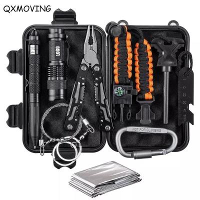 China For QXMOVING Outdoor Self Defense Tool Emergency SOS Survival Kit For Outdoor Camping Hunting Tactical Kits 10 In 1 for sale