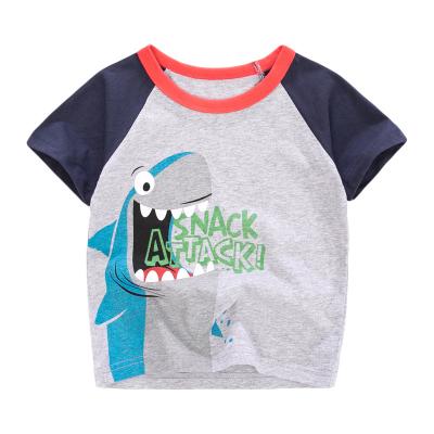 China Breathable Cotton Boy Cartoon Shark T Shirts Kids Boys T-shirt 100% Organic Cotton for sale