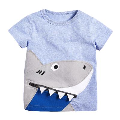 China Wholesale Breathable Single T-shirts Summer Simple Kids T-shirt Kids Cartoon Shark Kids T-shirts Boys for sale