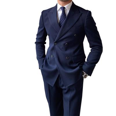 China Atmospheric high-end two-piece single suit slim fit formal men's suit solid color double-breasted suit for sale