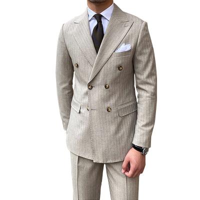 China Formal High End Dark Style Stripe Slim Fit Men's Naples Italian Suit Gun Lapel British Suit for sale