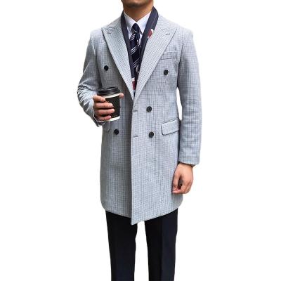 China 2022 European normal life fashion winter coat long and woolen coat of men's houndstooth for sale