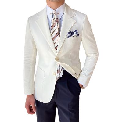 China Anti-wrinkle Cotton Seersucker Italian British Japanese Casual Soft Suit Trend Slim Casual Men's Suit Retro for sale