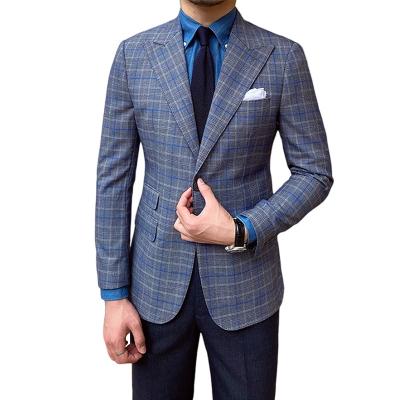 China Daily Mens Anti-Wrinkle Plaid Soft Casual Suit Coat Italian British Commuter Suit for sale