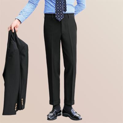 China Korean Thin Men's Business Slim Fit Anti-wrinkle Youth Leisure Pants Solid Color Non Ironing Fashion Suit Pants for sale