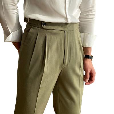 China Anti-wrinkle Korean spring and non-British ironing straight long pants slim fit men's casual pants summer pure color small pants for sale