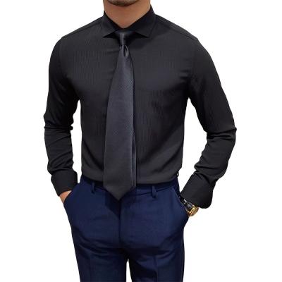 China New Fashionable Vintage Men's Draped Gentleman's Shirts Long Sleeves Button-Up Smart Casual Comfortable Shirts for sale