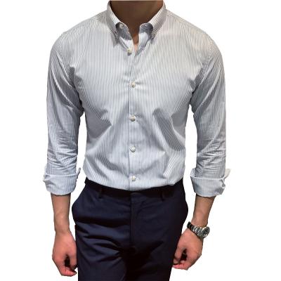 China Anti-pilling Mens Formal Shirts 2021 Stripe Cotton Long Sleeve Accept OEM ODM for sale