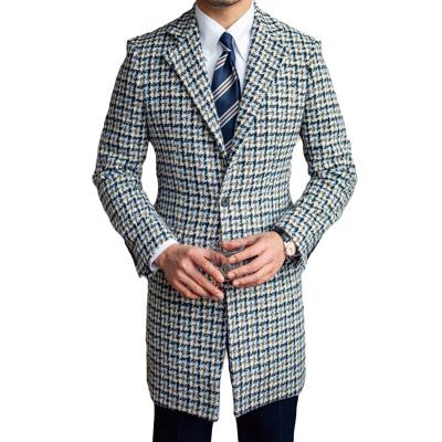 China Anti-wrinkle 2022 autumn and winter thickened warm men's style long houndstooth English woolen coat for sale