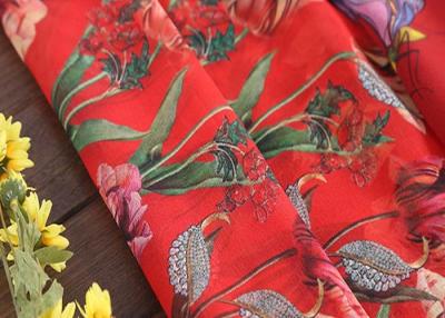 China Fusible Cotton Printed Silk Fabric Voile Type With Flowers Decoration for sale