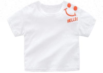 China White Round Neck Cotton Kids T Shirts 90 CM To 130 CM Smile Pattern for sale