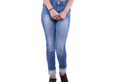 Chine Pantalon maigre de crayon de jeans de bout droit du bloc des femmes dans la couleur bleu-clair de lavage à vendre