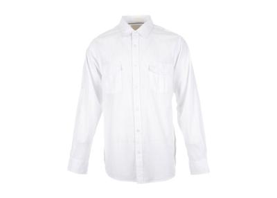 China Técnicas teñidas blancas para hombre del hilado de lino de las camisas de algodón de la manga larga de lujo de encargo simple en venta