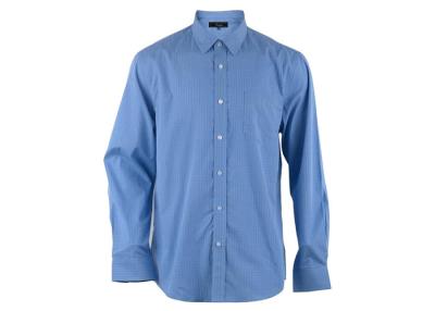 China Tipo para hombre azul respirable manga flaca de la tela de la tela cruzada de las camisas de algodón de Cheker del estilo en venta