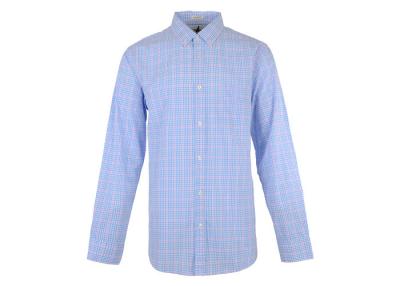 China Yarn Dyed Technics Custom Mens Cotton Shirts Casual Shirts Light Blue Color for sale