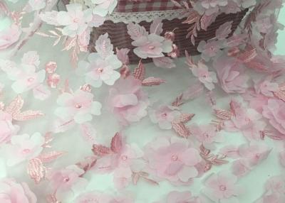 China Tulle Breite der Blumen-3d Gewebe Spitze Masche Stickerei Band 49-50“ für die Heirat zu verkaufen