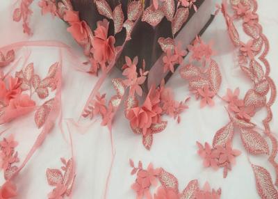 China Water Soluble Orange Mesh Lace Fabric Embroidery Small Flower For Dress for sale