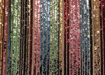 China Custom Made Stretch Colorful Sequin Fabric Rainbow Type Smooth Surface for sale